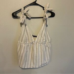 NWOT White Striped Tank Top with Bow Straps